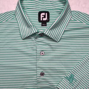 FootJoy Men's Performance Golf Polo Shirt - Large Green Stripe